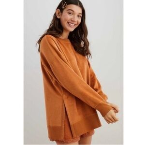 Aerie oversized cozy desert fuzzy tunic burnt orange sweatshirt- xsmall